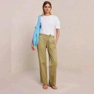 NWT A.L.C wells white cotton short puff crew  neck sleeve tee shirt XS